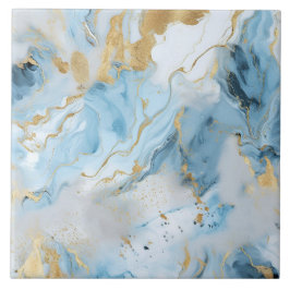 Elegant Blue And White Gold Marble Pattern