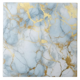 Elegant Blue And White Gold Marble Pattern