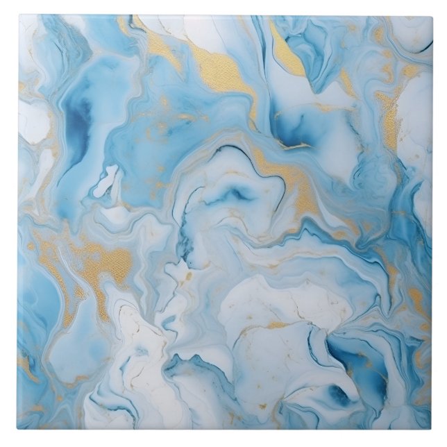 Elegant Blue And White Gold Marble Pattern  (Frente)