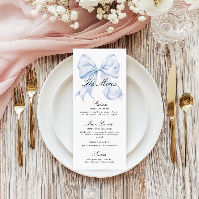 Elegant Blue Bow Menu Coquette Bow (Criador carregado)