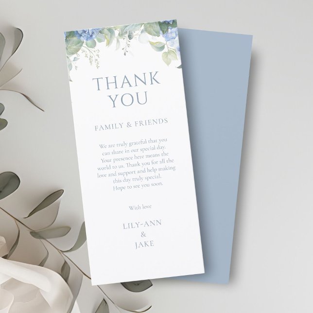 Elegant Blue Floral Hydrangea Wedding Thank You (Criador carregado)