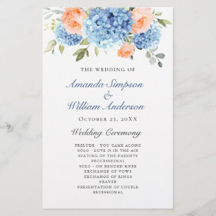 Elegant Blue Hydrangea Wedemony Program