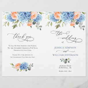 Elegant Blue Hydrangea Wedemony Program