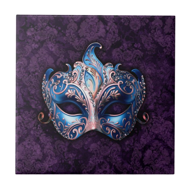 Elegant Blue Masquerade Mask (Frente)