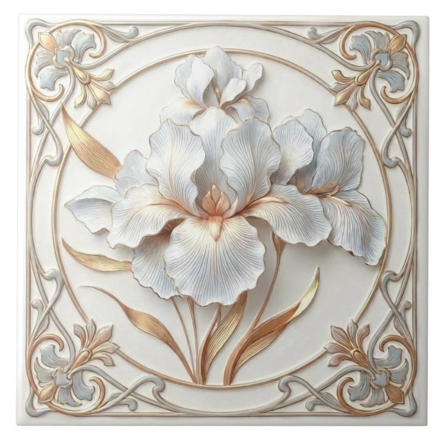 Elegant Blue Rose Gold Stylized Lilies (Frente)