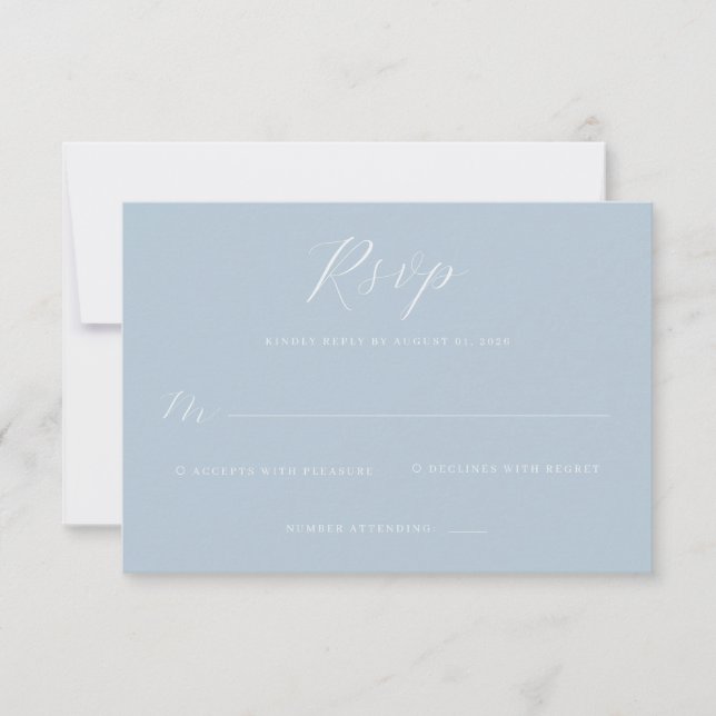 Elegant Blue RSVP Card (Frente)
