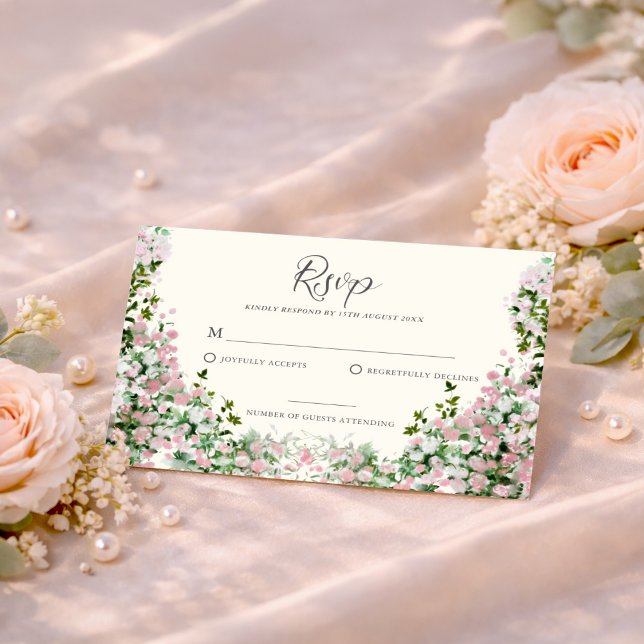 Elegant Blush Garden Wedding RSVP Card (Criador carregado)