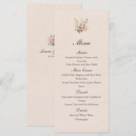 Elegant Blush Pink Gold Roses Wedding Flat Menu