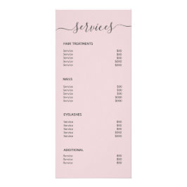 Elegant Blush Pink Hair Salon Makeup Service Menu