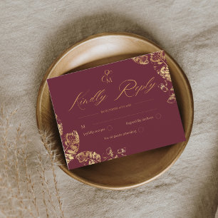 Elegant Boho Cartão RSVP de Casamento de outono