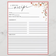 Elegant Boho Wildflower | Cartões de receita