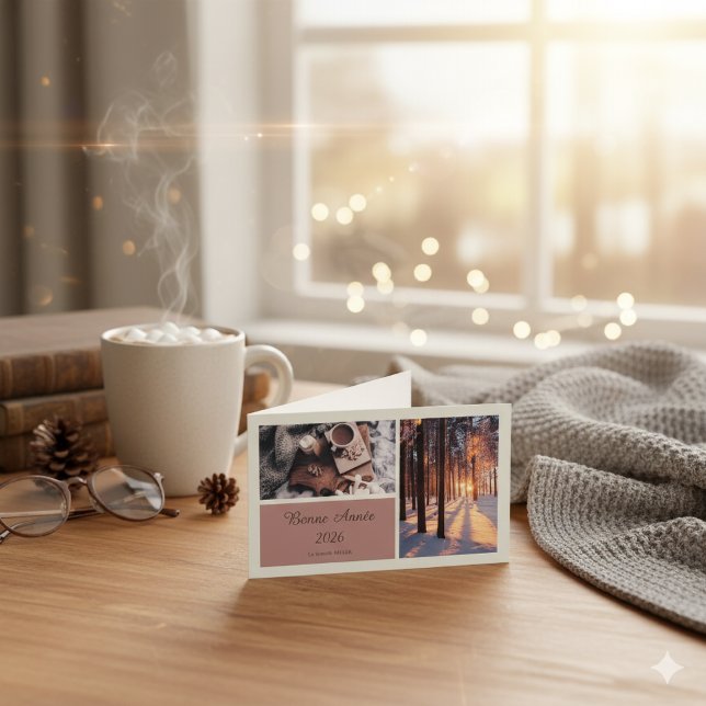 Elegant Bonne Année 2026 Small Folded Card (Criador carregado)