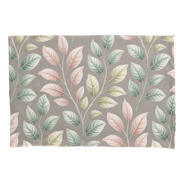 Elegant Botanical Pink & Sage Leaf Pattern (Frente)