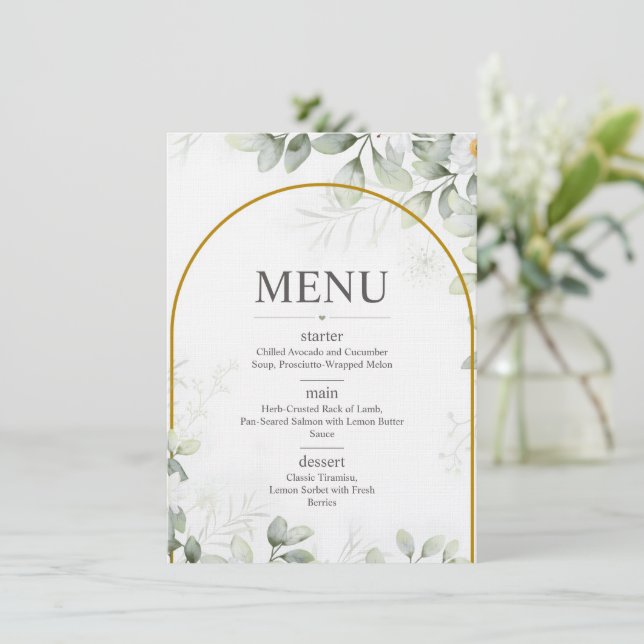 Elegant Botanical Wedding Menu (Em pé/Frente)