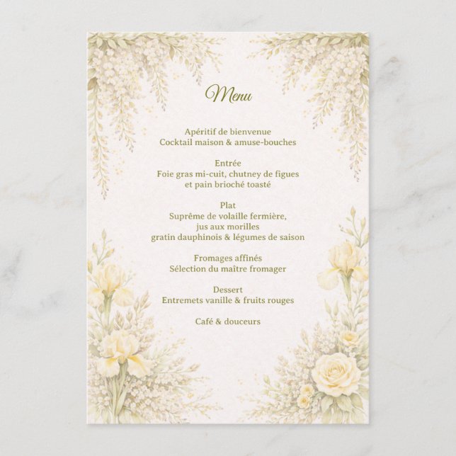 Elegant Botanical Wedding Menu (Frente)