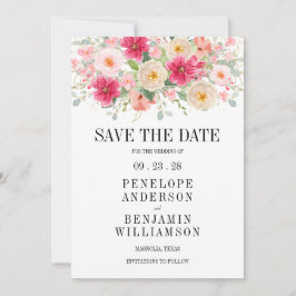 Elegant Bright Pink Floral Wedding Save The Date