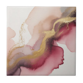 Elegant Burgundy and Gold Watercolor Art