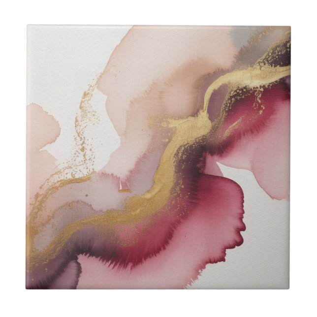 Elegant Burgundy and Gold Watercolor Art (Frente)