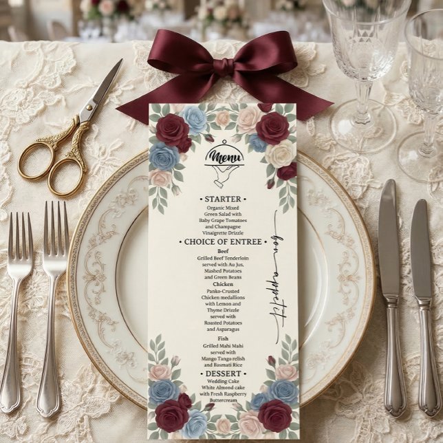 Elegant Burgundy Chic Wedding Menu (Criador carregado)