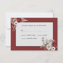 Elegant Burgundy Rosa Wedding (sem refeição) RSVP
