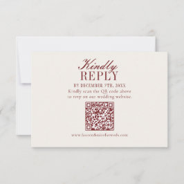 Elegant Burgundy Wedding QR Code RSVP Card