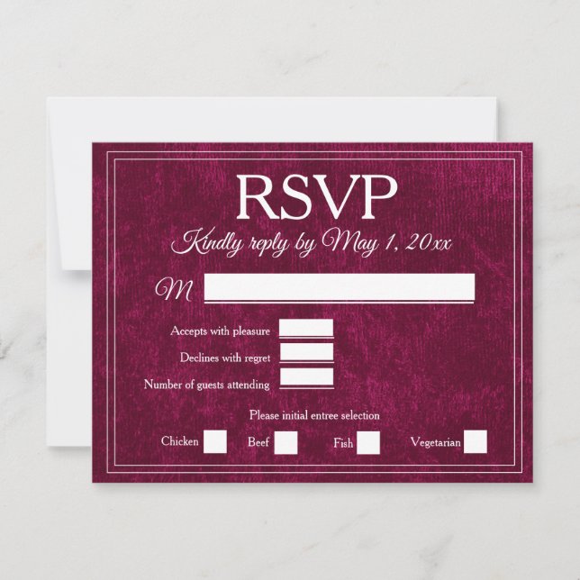 Elegant Burgundy Wine Berry Velvet RSVP Wedding (Frente)