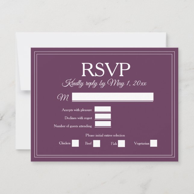 Elegant Burgundy Wine Berry Velvet Wedding RSVP (Frente)