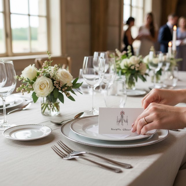 Elegant Chandelier Script Name Wedding place card (Criador carregado)