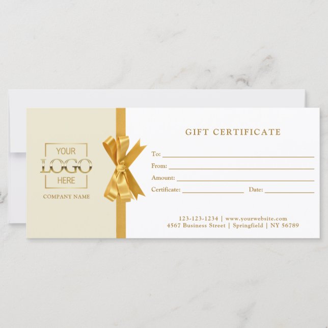 Elegant Chic Beige Gold Business Gift Certificate (Frente)