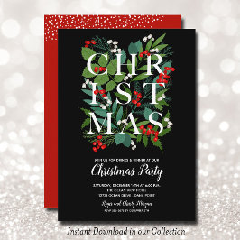 Elegant CHRISTMAS Greenery Party Invitations
