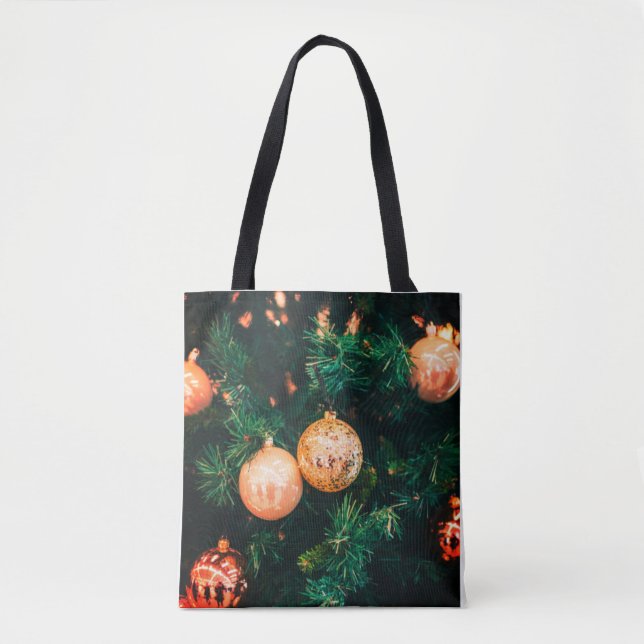 Elegant Christmas Ornaments on Evergreen Tote Bag (Frente)