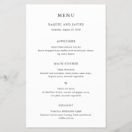 Elegant Classic Budget Wedding Menu