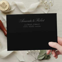 Elegant Classic Matte Black Wedding Return Address