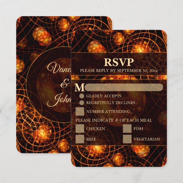 Elegant Classic Modern Gold #901 Wedding RSVP Card (Frente/Verso)