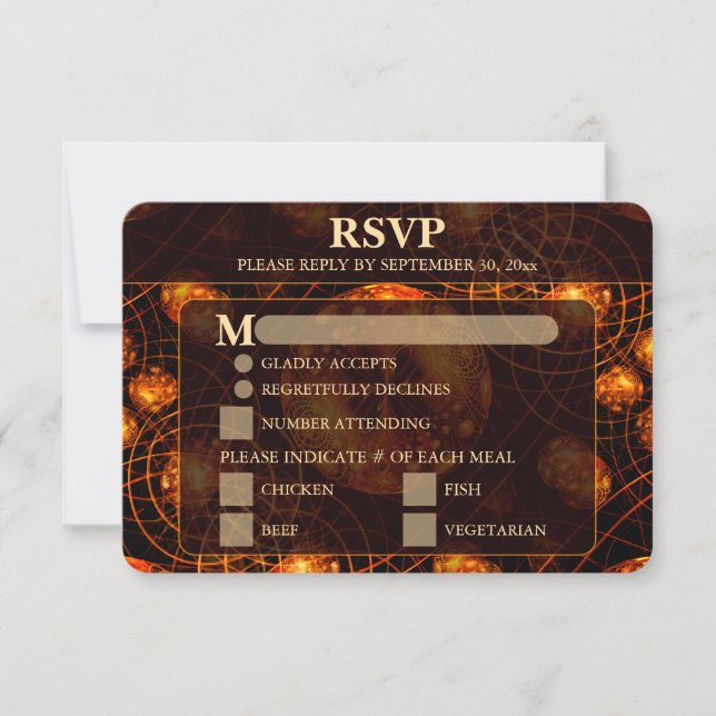 Elegant Classic Modern Gold #901 Wedding RSVP Card (Frente)