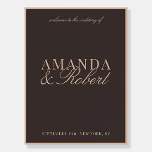 Elegant Classy Brown Wedding Welcome Sign
