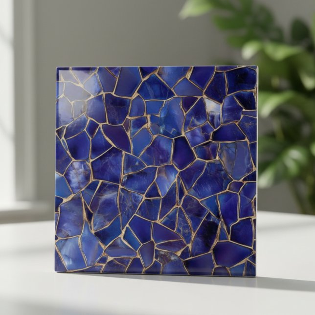 Elegant Cobalt Blue Gold Mosaic (Criador carregado)