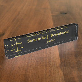 Elegant Court Judge Black Desk Nameplate