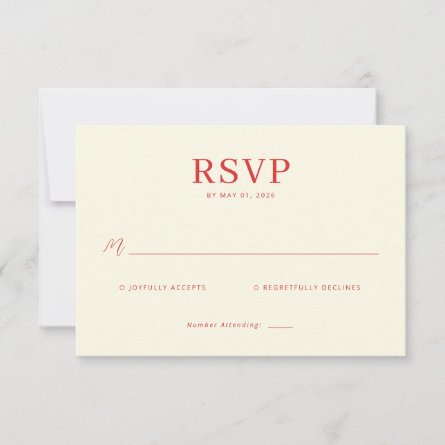 Elegant Cream RSVP Card (Frente)