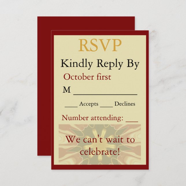 Elegant Crimson and Cream Starburst Design Traditi (Frente/Verso)