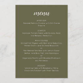 Elegant Custom Wedding Menu Template Olive Moss