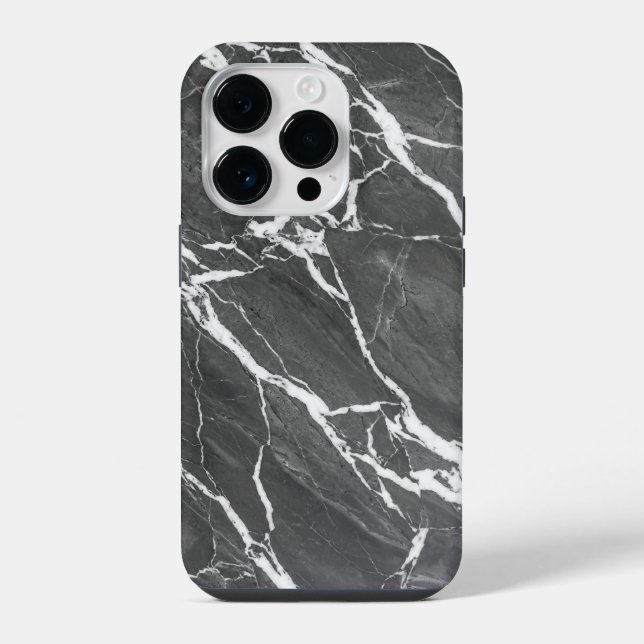 Elegant Dark Grey Marble Texture iPhone Case (Verso)