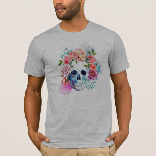 Elegant Dia de los Muertos Floral Skull   Camiseta