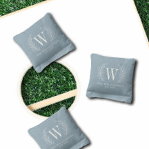 Elegant Dusty Blue Monogram Minimalist