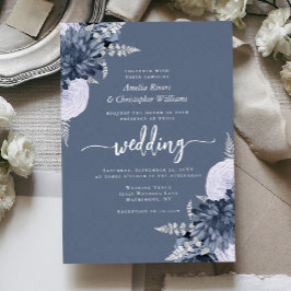 Elegant Dusty Blue Silver Floral Wedding