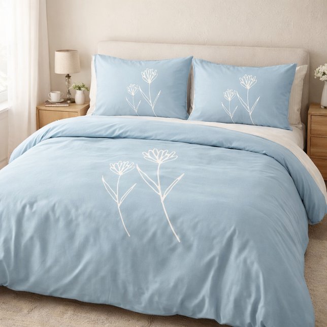 Elegant Dusty Blue Simple Flower  (Criador carregado)