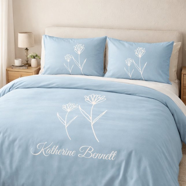 Elegant Dusty Blue Simple Flower  (Criador carregado)