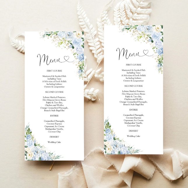 Elegant Dusty Blue Wedding Menu (Criador carregado)
