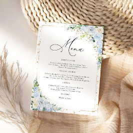Elegant Dusty Blue Wedding Menu
