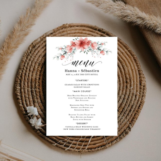 Elegant Earthy Greenery Watercolor Wedding Menu (Criador carregado)